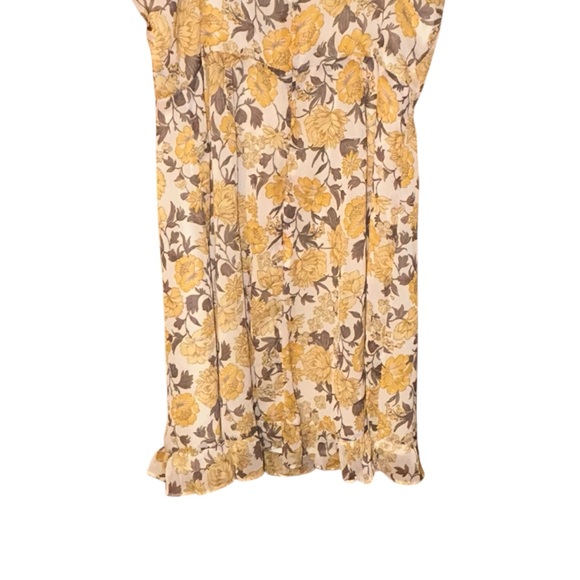 Lush Womens Floral Mini Dress Sundress Yellow Spaghetti Strap Lined Medium Boho - Picture 3 of 10